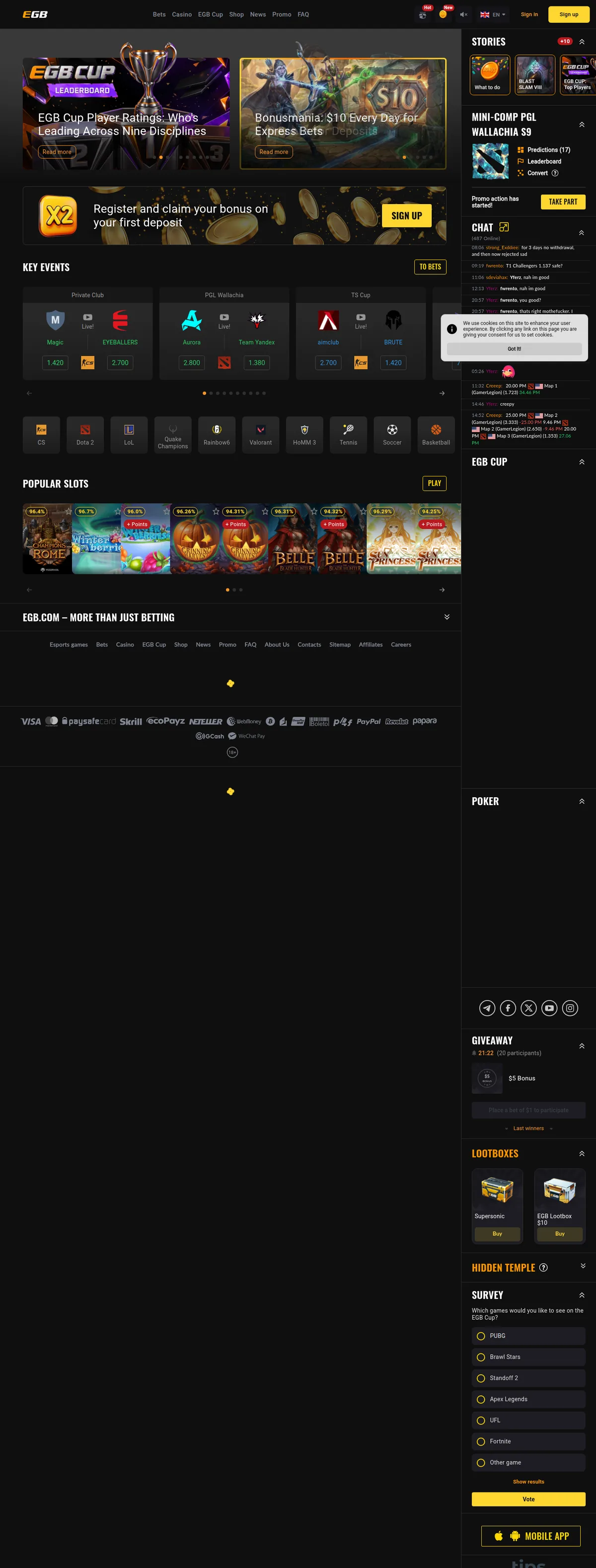 Screenshot: EGB.com full homepage